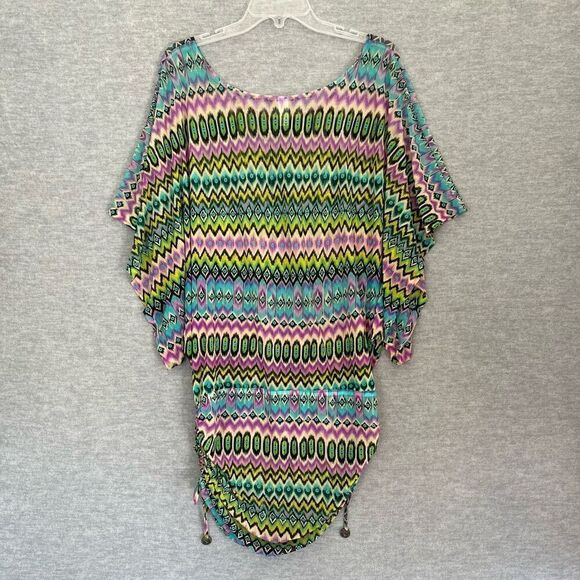 Luli Fama Playa Esmeralda South Beach Dress Small Swim Cover Up Ruched Sheer - Picture 7 of 11